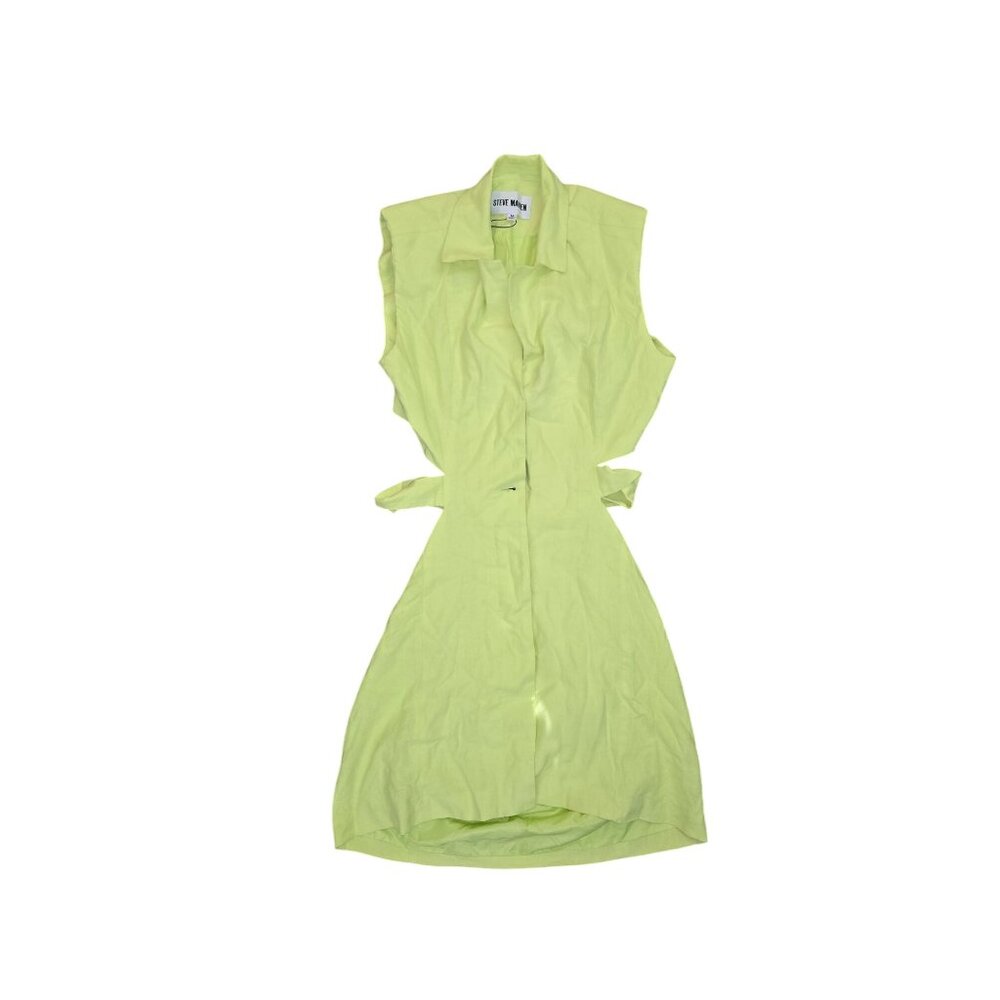 Steve Madden Womens Evan Dress Sunny Lime Collared Sleeveless Button-Front Adjus
